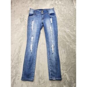 Silver Diva Colombian Jeans Womens Sz 13 High Waist Distressed Straight Leg